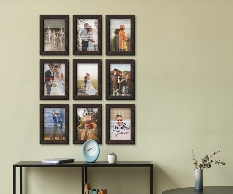 Wooden picture frames for Square photo display 9 Piece modern gallery wall set - กรอบรูป - ไม้ สีดำ