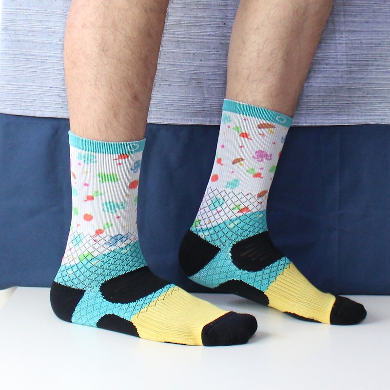 Xiaochuang Socks-Veggie Starren - ถุงเท้า - ผ้าฝ้าย/ผ้าลินิน สีเขียว