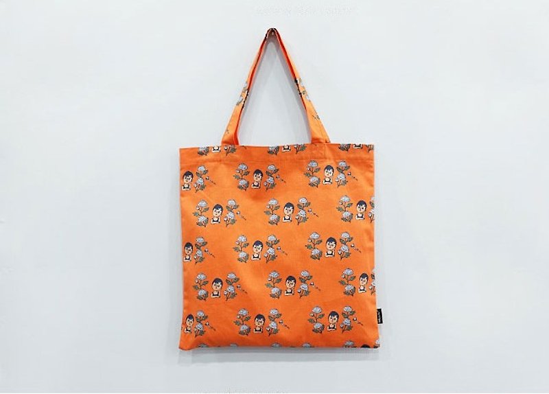 Orange Flowers and Grass Auroruo Eco Bag - Handbags & Totes - Polyester Multicolor