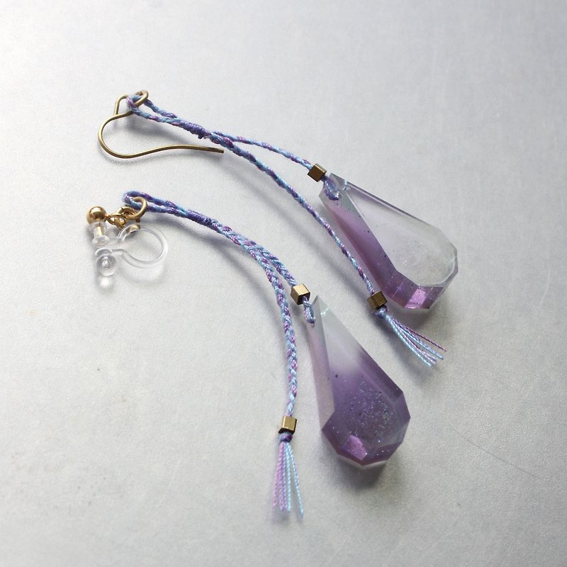 Colored rain earrings lavender / single only - Earrings & Clip-ons - Waterproof Material Purple