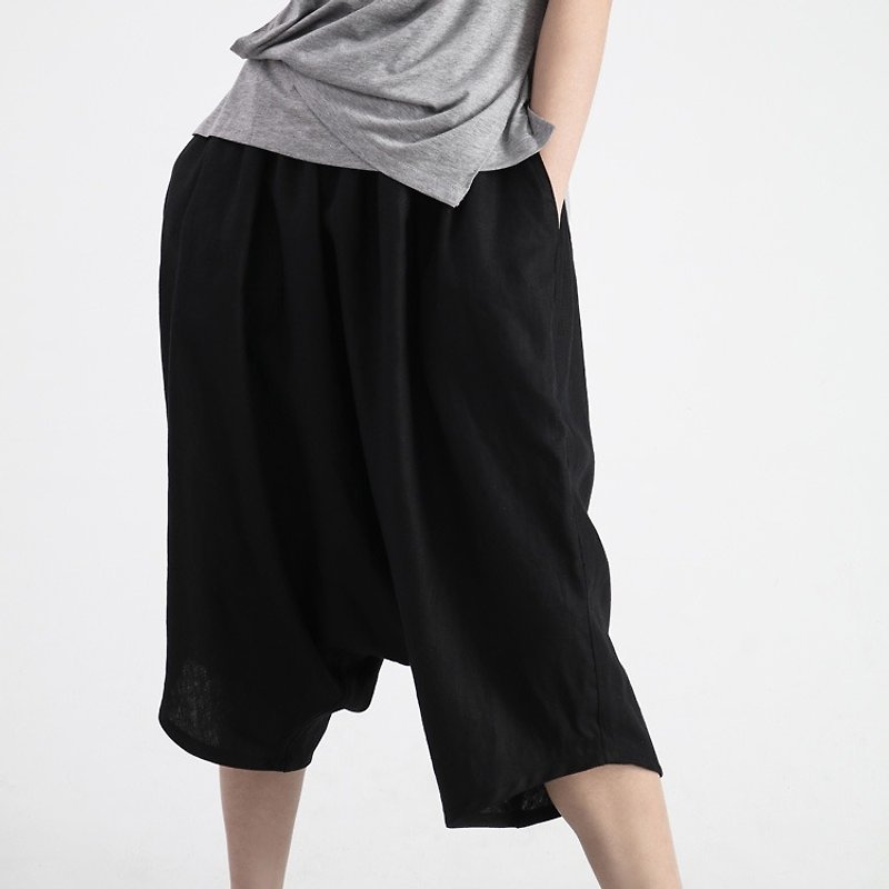 【Made-to-order】Concise Harem Pants - กางเกงขายาว - กระดาษ สีดำ