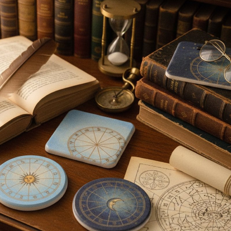 【ジュピターのティーパーティー】星界 昼夜 - 古典星図コースター 珪藻土 ギフト - その他 - サステナブル素材 ゴールド