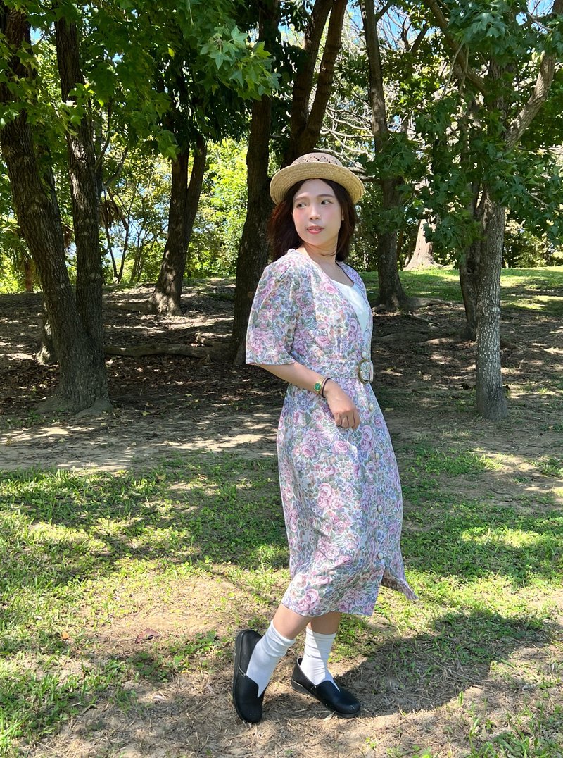 Vintage straight floral country style dress - ชุดเดรส - วัสดุอื่นๆ 