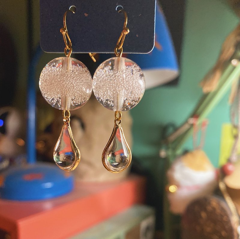 Retro bubble beads transparent drop earrings - ต่างหู - เรซิน สีใส