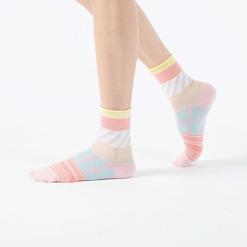 理髮廳/粉(M)-MIT設計中筒襪 - 襪子 - 棉．麻 粉紅色