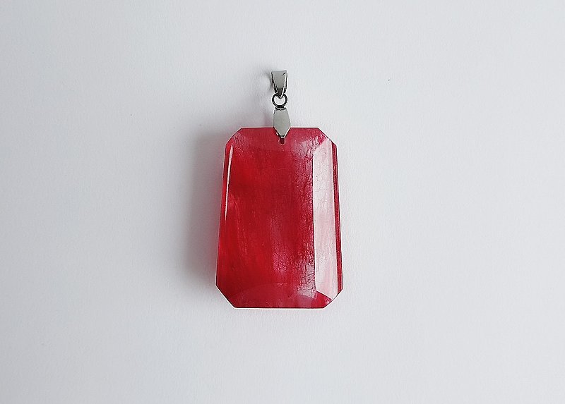 Gemstone ‧ Love Natural Mineral Red Hair Crystal ‧ Pendant - Necklaces - Gemstone Red