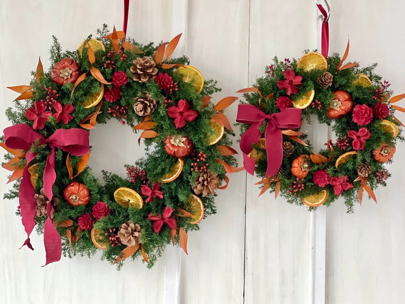 【手作課程】聖誕節永生雪松大小花圈-秋收冬藏 - 植栽/花藝 - 植物．花 