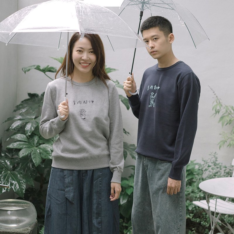 skov 多肉植物  秋冬新款 圓領加絨衛衣 純棉情侶裝休閒文藝 - 其他 - 棉．麻 黑色