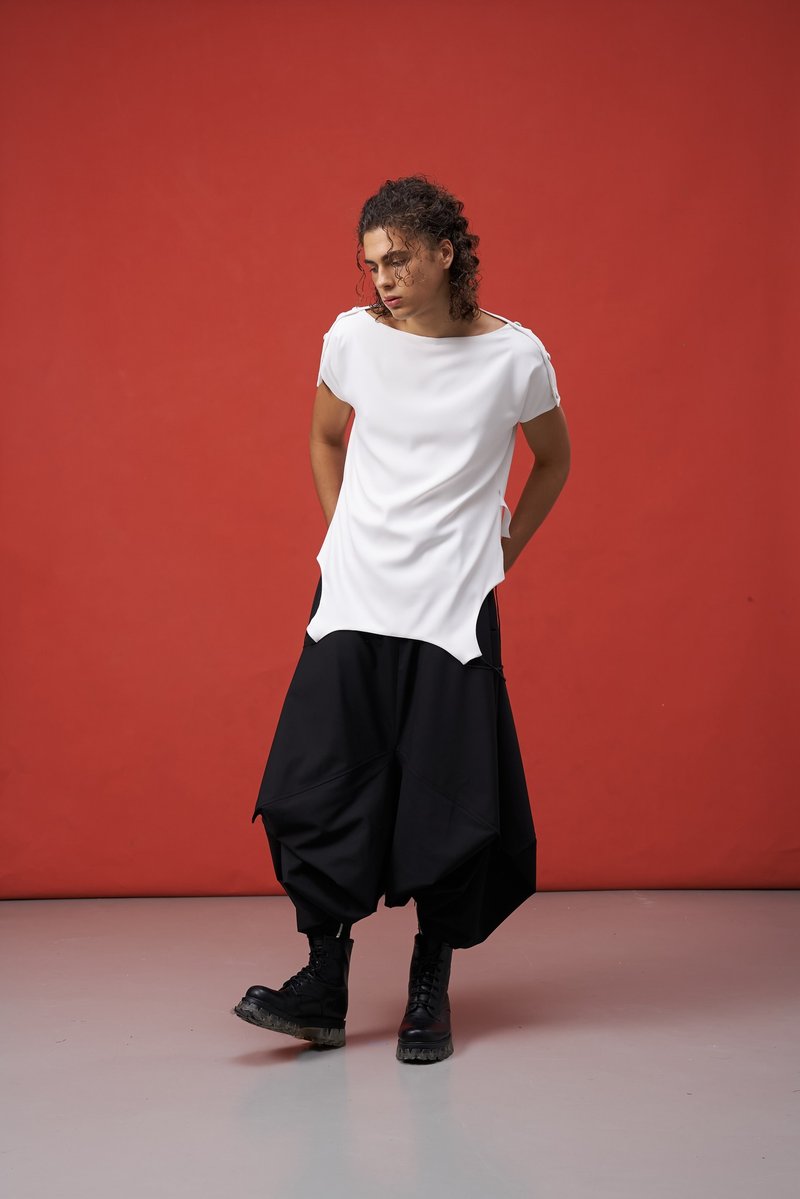 可兩穿/T-Shirt/露背洋裝/解構/洋裝/無性別INF/25SS - 男 T 恤 - 聚酯纖維 白色
