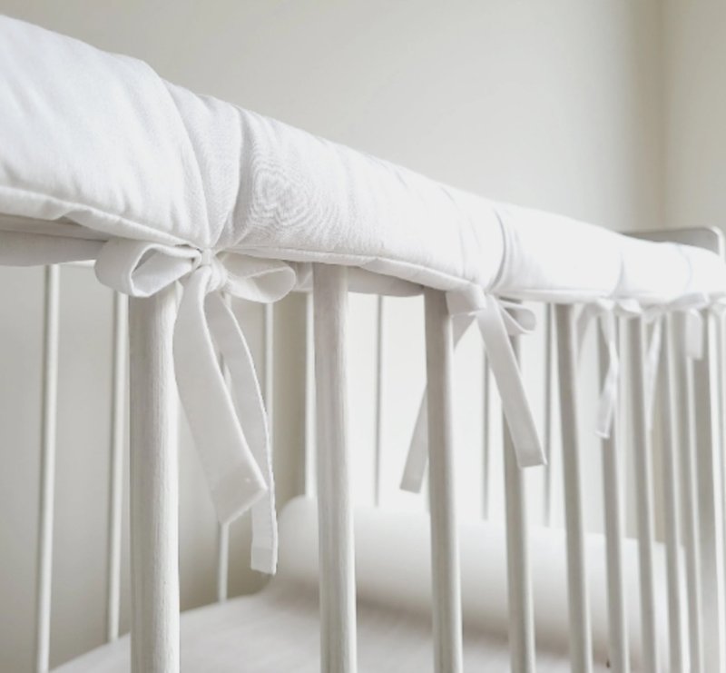 嬰兒床的中性亞麻嬰兒床護欄 - 嬰兒出牙保護罩 - 嬰兒床/床圍/寢具 - 亞麻 白色