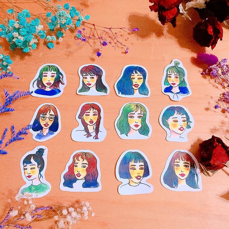 Gradient girl sticker set - Stickers - Paper Multicolor