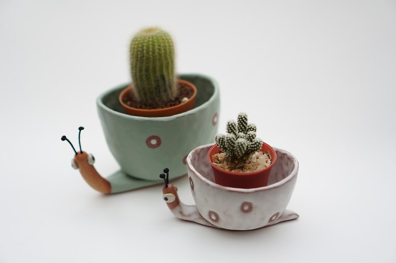 Snail pot , Snail plant pots , Handmade ceramics , pottery  - 植物/盆栽/盆景 - 陶 多色