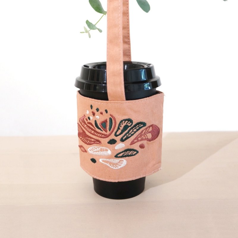 hsiu春意府城刺繡飲料提袋-珊瑚粉 - 其他 - 繡線 粉紅色