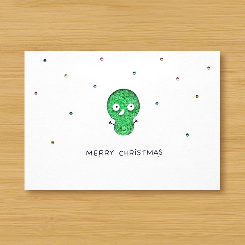 （2種類からお選びいただけます）手作りの発光カード_小さな雪だるま-クリスマスカード、クリスマス - カード・はがき - 紙 グリーン