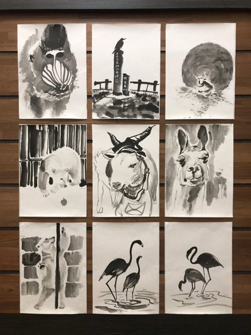 山水、花鳥、鶴、動物、 書道、水墨画などなど まとめ売り 500x0.jpg