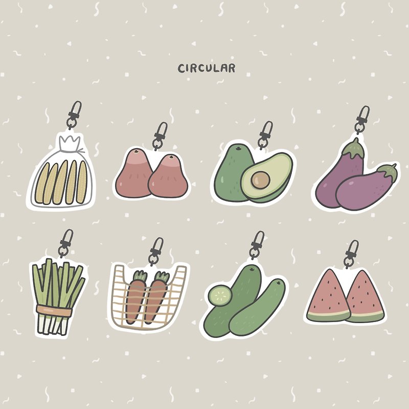 Fruits and Vegetables - Double Sided Acrylic Charm - Charms - Waterproof Material 