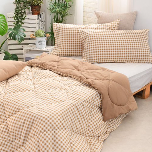 Bed bag quilt set-single/double/large/soft cotton/milk brown bed bag+milk  white quilt cover - Shop DUYAN Bedding - Pinkoi