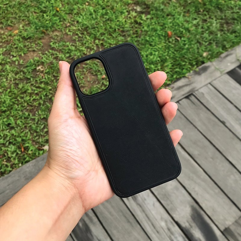 【iPhone Case】Black Pueblo | Shockproof | Handmade Leather in Hong Kong - Phone Cases - Genuine Leather Black