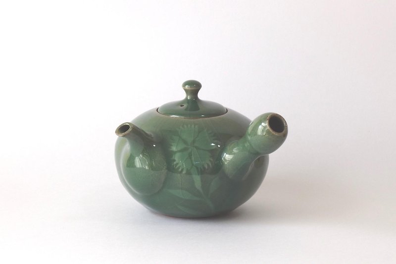 注器　青磁象嵌 なでしこ - 茶壺/茶杯/茶具 - 陶 綠色