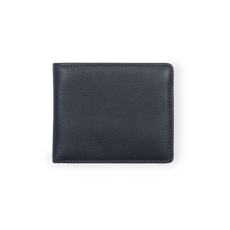 【Gift For Him】Cayman Bi-fold Leather Wallet (RFID) - Storm Grey/Denim - Wallets - Genuine Leather Blue