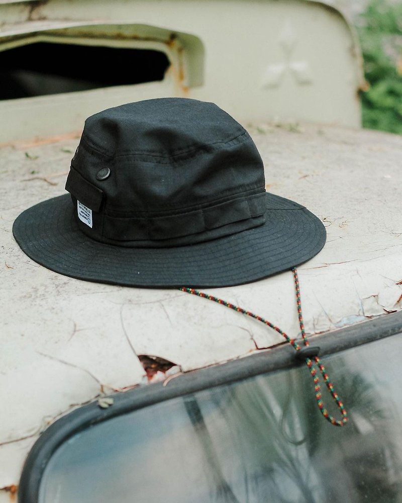 Fishermen's Bucket Hat Drawstring Fisherman Hat-Black│ Spot - หมวก - ไฟเบอร์อื่นๆ สีดำ