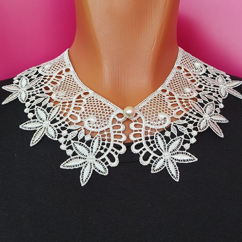 Adjustable collar lace necklace Detachable lace collar  Detachable collar - สร้อยคอทรง Collar - ผ้าฝ้าย/ผ้าลินิน 