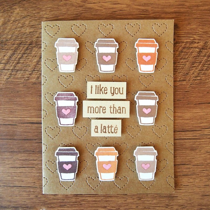 i like you more than a latte Valentine's Day Card/Love Card/Confession Card - การ์ด/โปสการ์ด - กระดาษ สีกากี