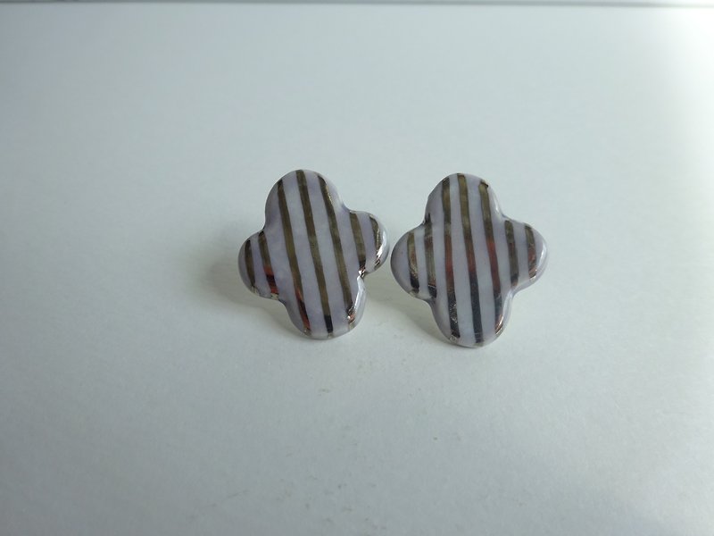 Pottery Earrings & Clip-ons Purple - clover Ginsai stripe earrings/ Clip-On/light purple