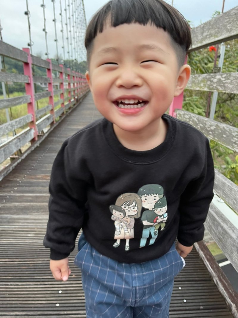 Looking at the child's smile is satisfied [customized clothes] parent-child outfit couple T group service customization - เสื้อผู้หญิง - ผ้าฝ้าย/ผ้าลินิน สีเงิน