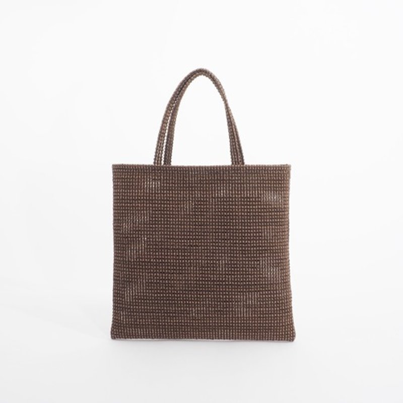 mesh fake leather hand bag（ブラウン）人工皮革/33×33/MB006 - 手提包/手提袋 - 真皮 
