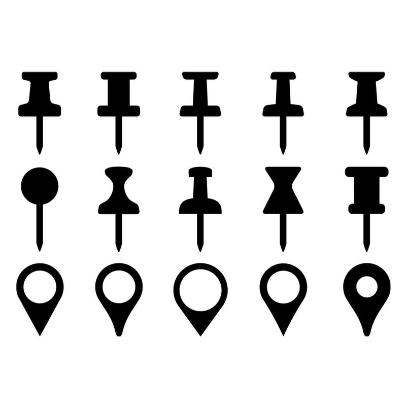 Push pin svg, thumbtack svg, map pin svg, office pin svg, pin set svg, Cricut - 圖文模板設計 - 其他材質 