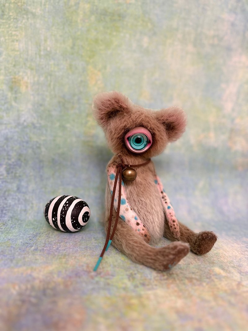 Teddy bear - cyclops, big size; plushie teddy bear - ตุ๊กตา - โลหะ สีกากี