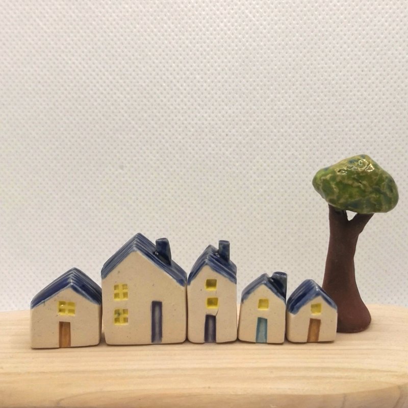 Mini village - ของวางตกแต่ง - ดินเผา สีน้ำเงิน