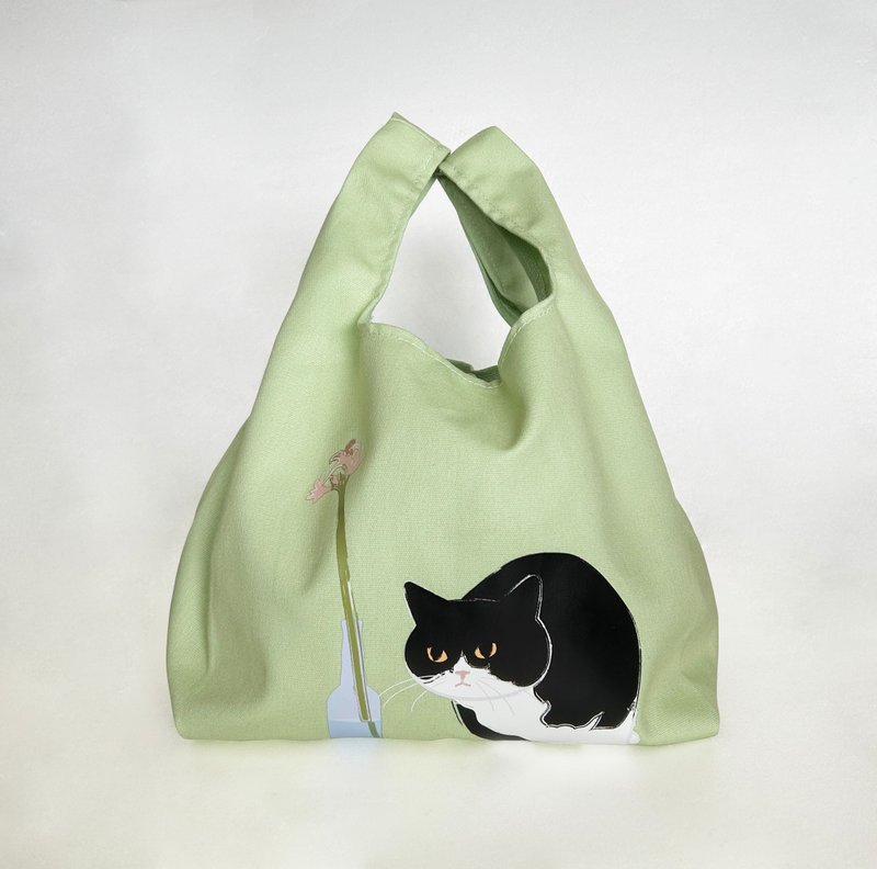 【CINDY CHIEN】Britz cat canvas tote bag - Handbags & Totes - Other Materials 