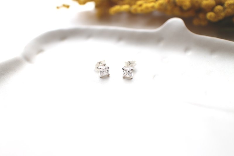 Sugar~Zircon 925 silver earrings - ต่างหู - โลหะ 