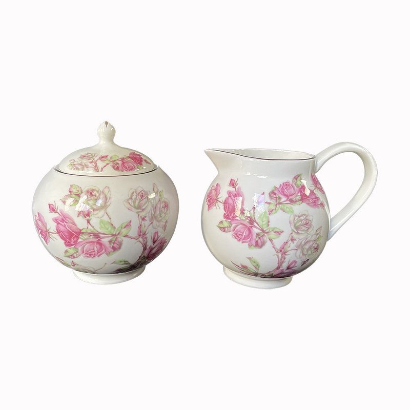 英國Aynsley 紅玫瑰系列 骨瓷糖奶罐 - 茶壺/茶杯/茶具 - 瓷 粉紅色