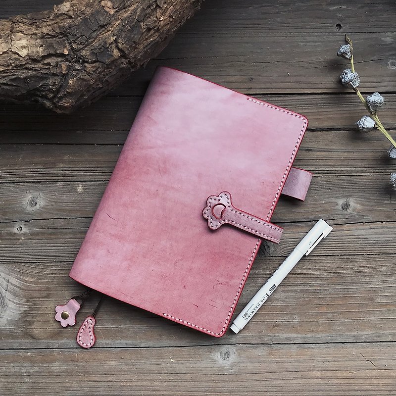 Paw midori A6 journal notebook planner - สมุดบันทึก/สมุดปฏิทิน - หนังแท้ สีแดง