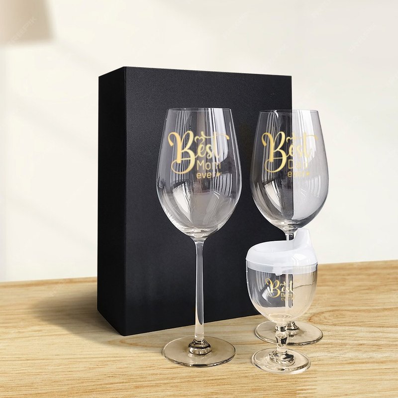 Customized birthday gifts丨Warm wine glasses for a family of three, parent-child red wine glasses, customized gifts, creative gifts - Cups - Glass 