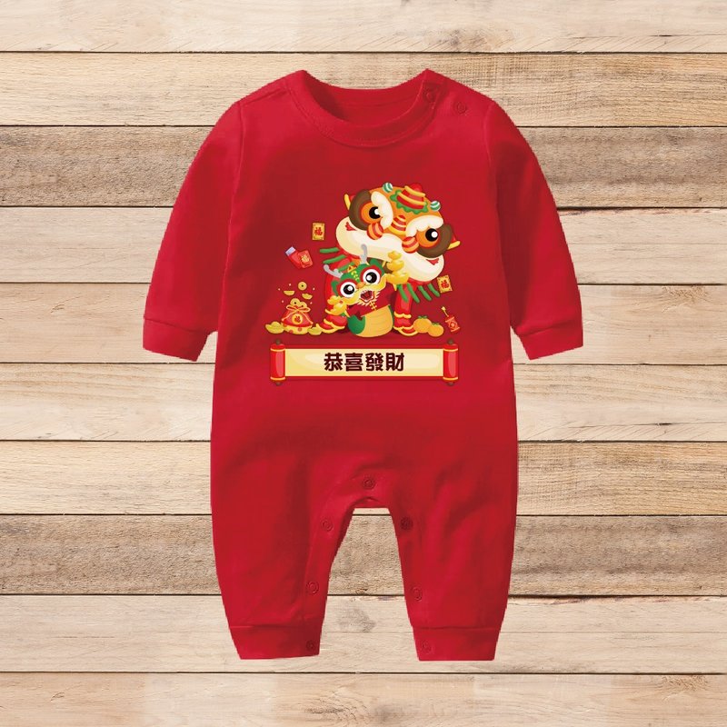 Gold Dragon Born jumpsuit - Onesies - Cotton & Hemp Red