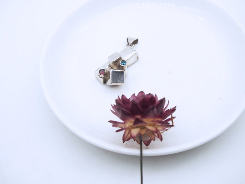 幾何風景鋯石純銀項鍊 - 項鍊 - 銀 銀色