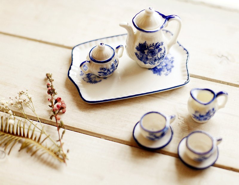 [Good day] European fetish mini mini ceramic tea set - ถ้วย - ดินเผา สีน้ำเงิน