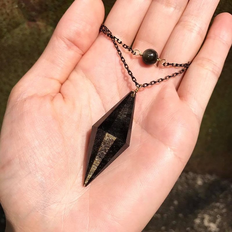 【Lost And Find】Natural OBSIDIAN necklace - Necklaces - Gemstone 