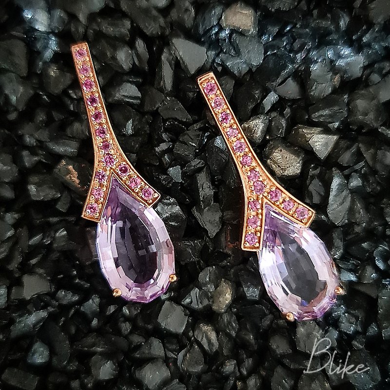 Amethyst Earring - Earrings & Clip-ons - Sterling Silver Pink