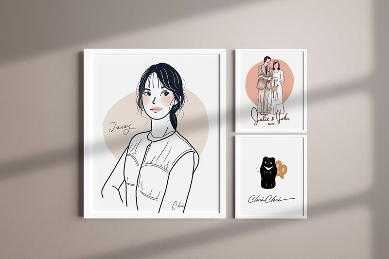 【Chüchü's】客製 - 人像畫/似顏繪-電子檔 - 電子似顏繪/繪畫/插畫 - 其他材質 白色