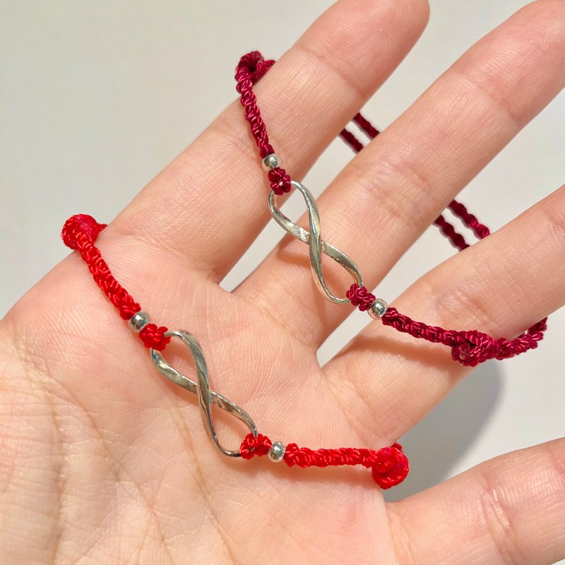 │Good Luck│Eternal Infinity•Ping An Red String Bracelet•Lucky Red String•Sterling Silver Bracelet - สร้อยข้อมือ - เงินแท้ 