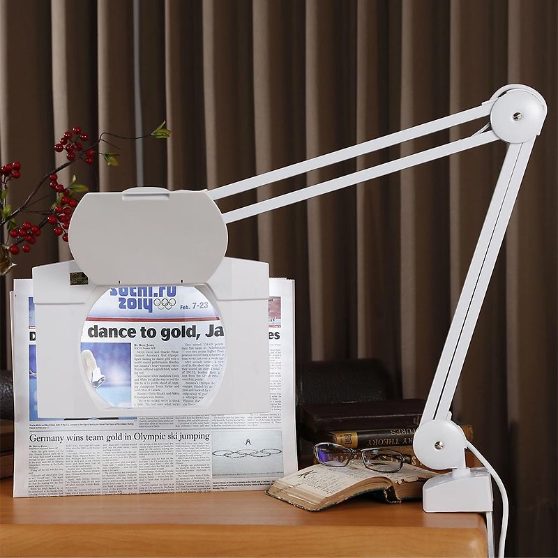 1.8x/3D/190x157mm square large mirror LED eye protection table lamp magnifying glass table clip type【E065】 - อื่นๆ - แก้ว ขาว