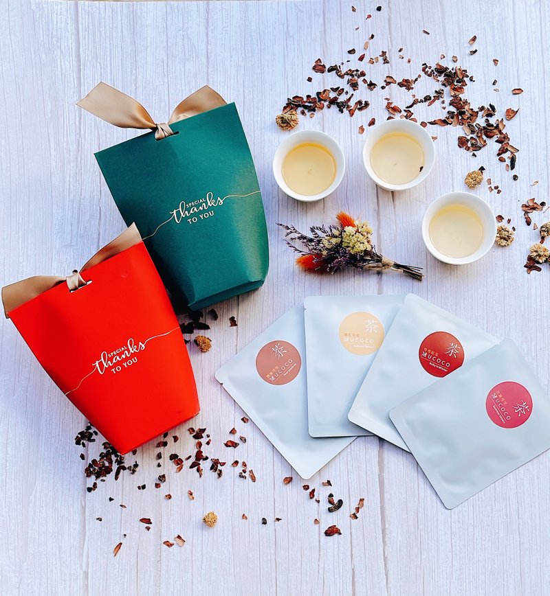【婚禮小物】莊園可可茶小禮袋 | 100% 屏東原料 桌上禮 二進禮 - 茶葉/茶包/水果茶 - 新鮮食材 紅色