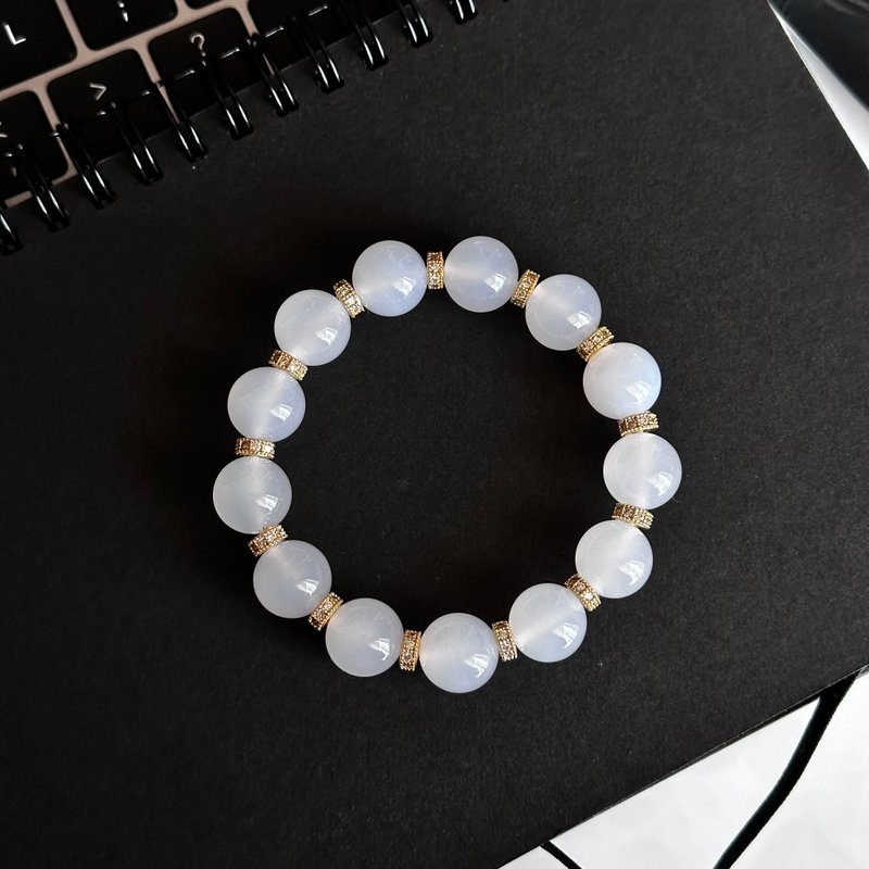 [Bai Han] White Agate • 18k Gold Plated Ocean Bracelet - สร้อยข้อมือ - เครื่องประดับพลอย ขาว