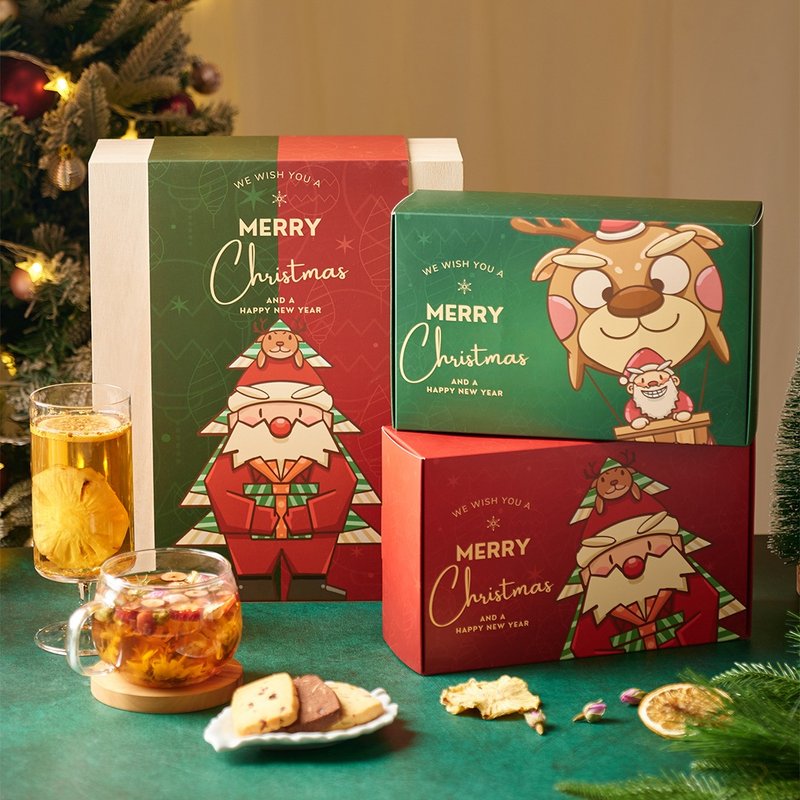 (Budget under $350) [Recommended Corporate Christmas Gift Box] Customizable Wood Grain Gift Box with Inner Box, Logo Addition Available - Cake & Desserts - Other Metals Red