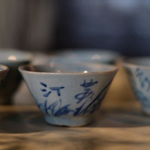 清代　青花漢詩唐草文茶壷 清代 青花漢詩唐草文茶壷 清代 青花漢詩唐草文茶壷